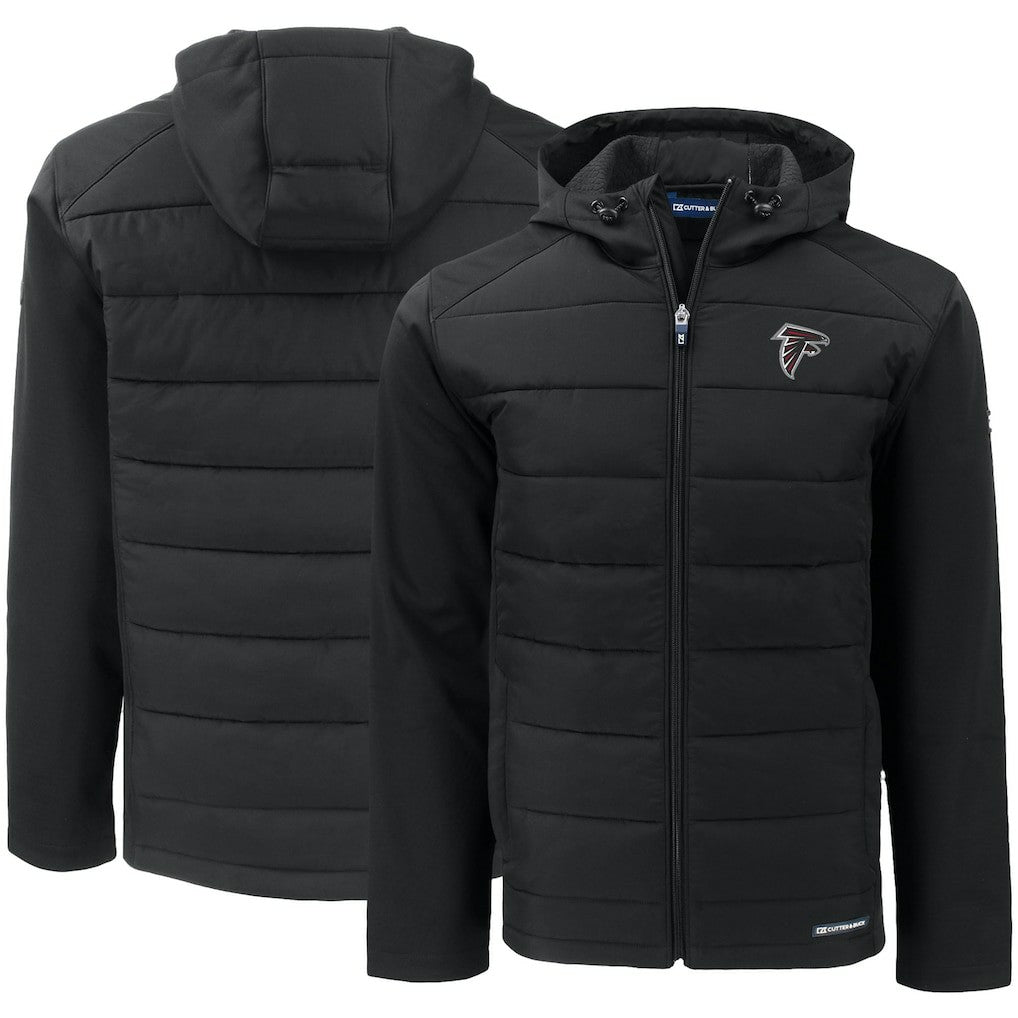 Cutter & Buck Evoke PrimaLoft Hybrid Eco Softshell Recycled Full-Zip Hooded Jacket - Atlanta Falcons Jackets
