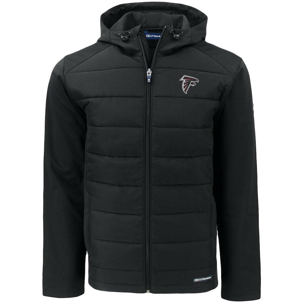 Cutter & Buck Evoke PrimaLoft Hybrid Eco Softshell Recycled Full-Zip Hooded Jacket - Atlanta Falcons Jackets