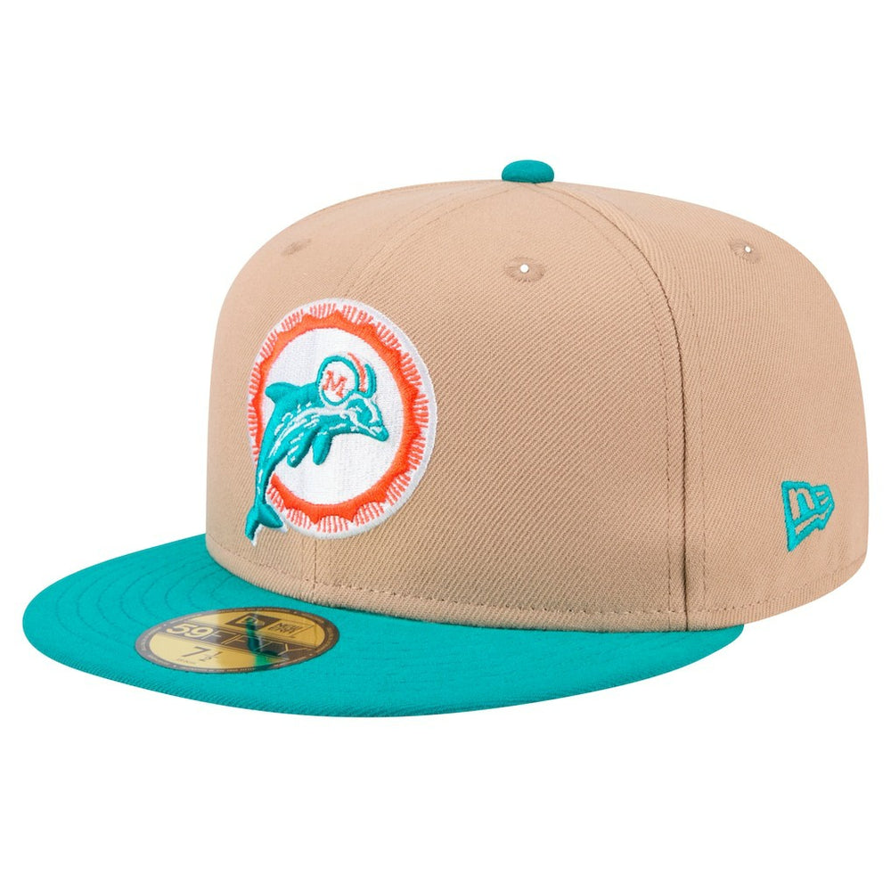 Throwback Logo Main 59FIFTY Fitted Hat - Miami Dolphins Hats