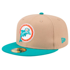 Throwback Logo Main 59FIFTY Fitted Hat - Miami Dolphins Hats