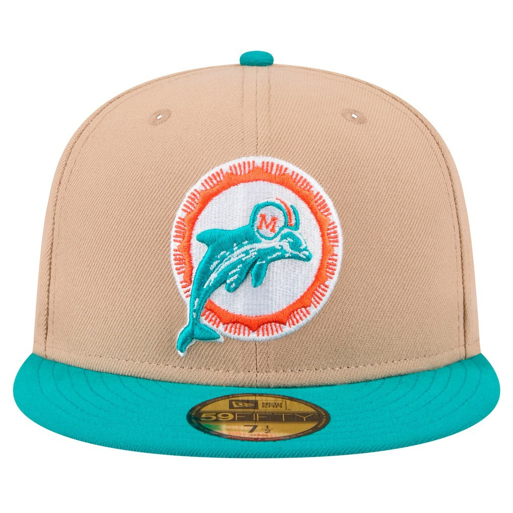Throwback Logo Main 59FIFTY Fitted Hat - Miami Dolphins Hats