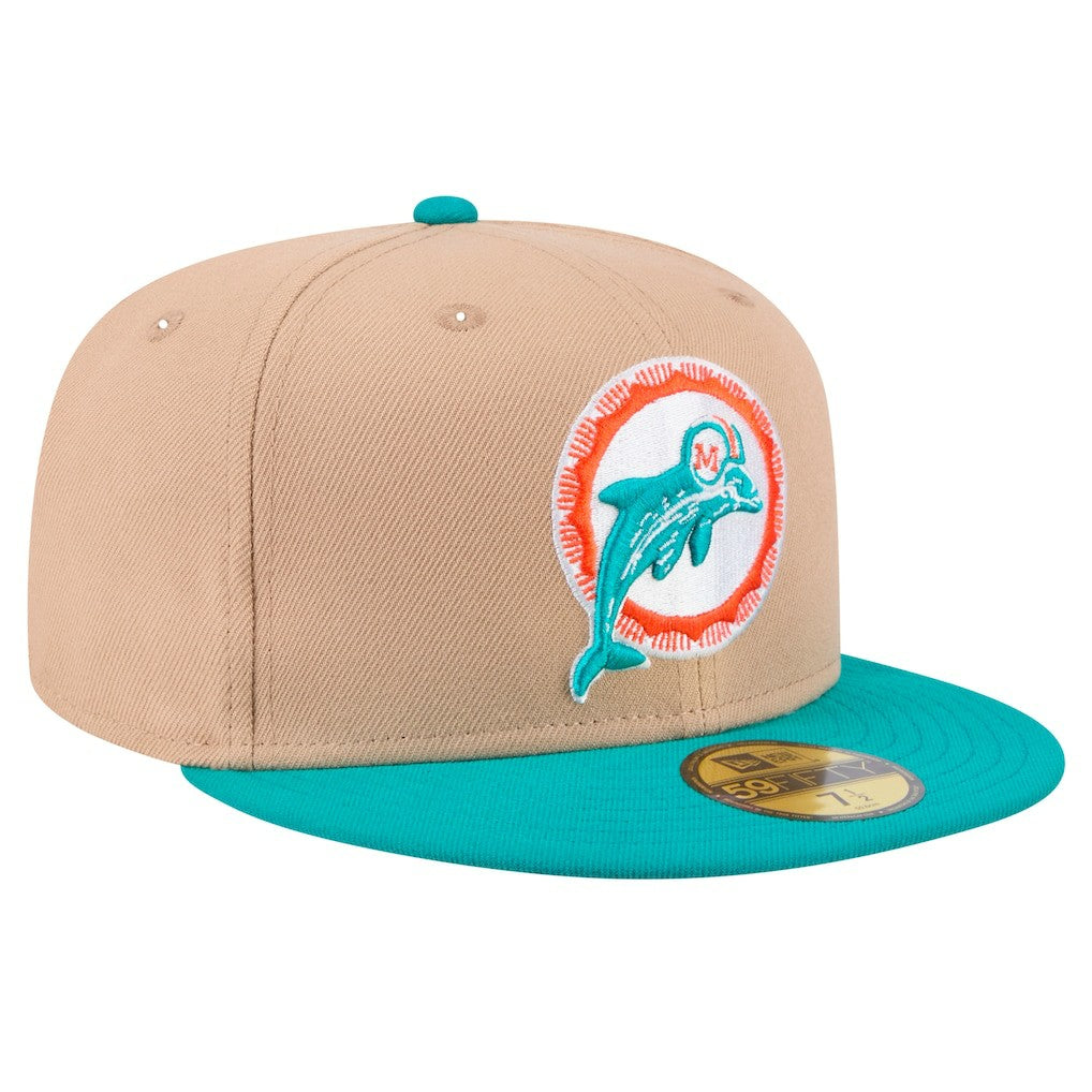 Throwback Logo Main 59FIFTY Fitted Hat - Miami Dolphins Hats