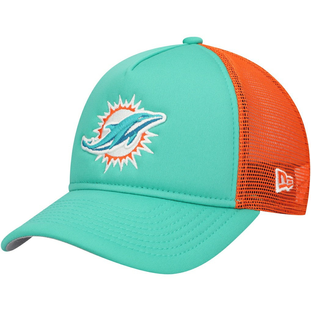 Youth A-Frame 9FORTY Trucker Adjustable Hat - Miami Dolphins Hats