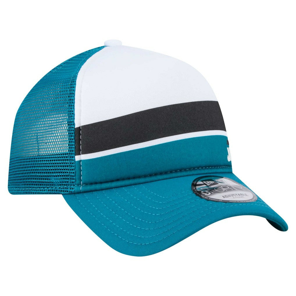Youth Sport Night Color Block 9FORTY A-Frame Trucker Adjustable Hat - Jacksonville Jaguars Hats