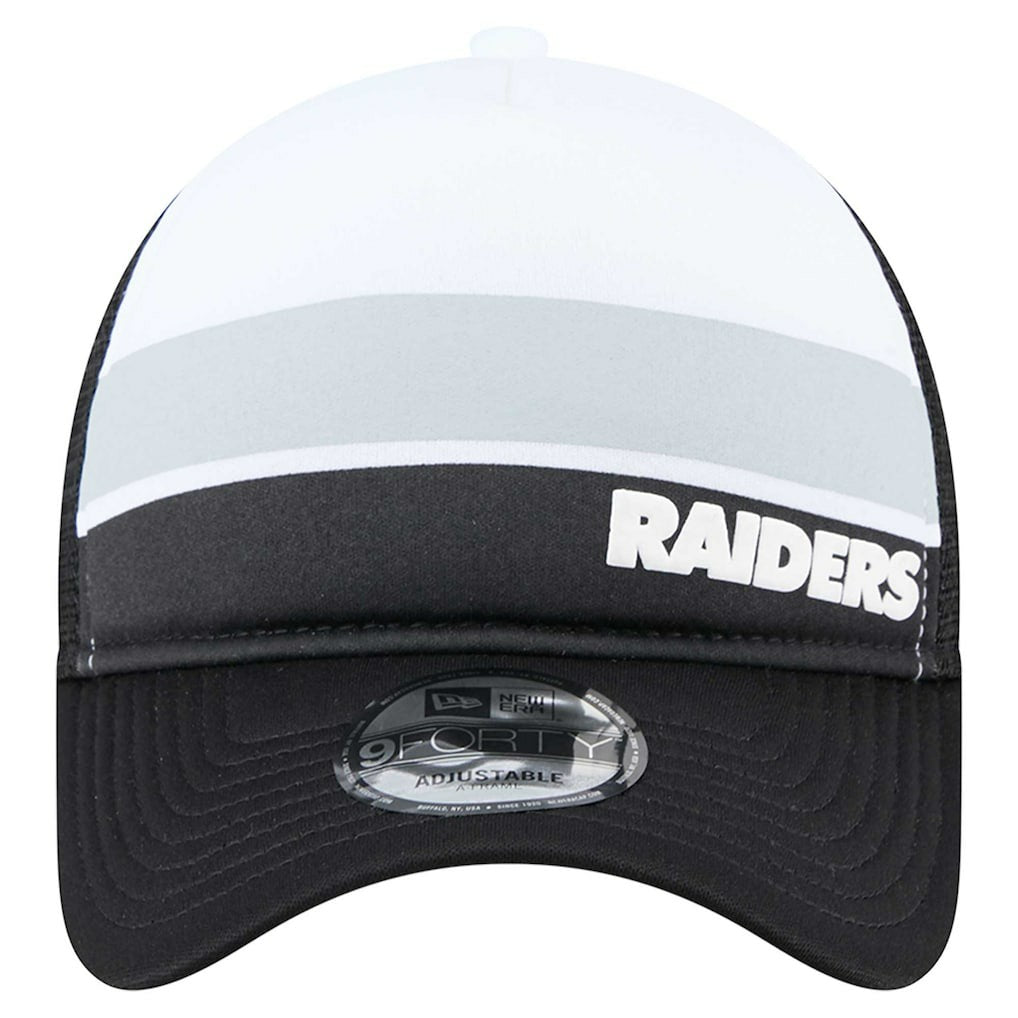 Youth Sport Night Color Block 9FORTY A-Frame Trucker Adjustable Hat - Las Vegas Raiders Hats