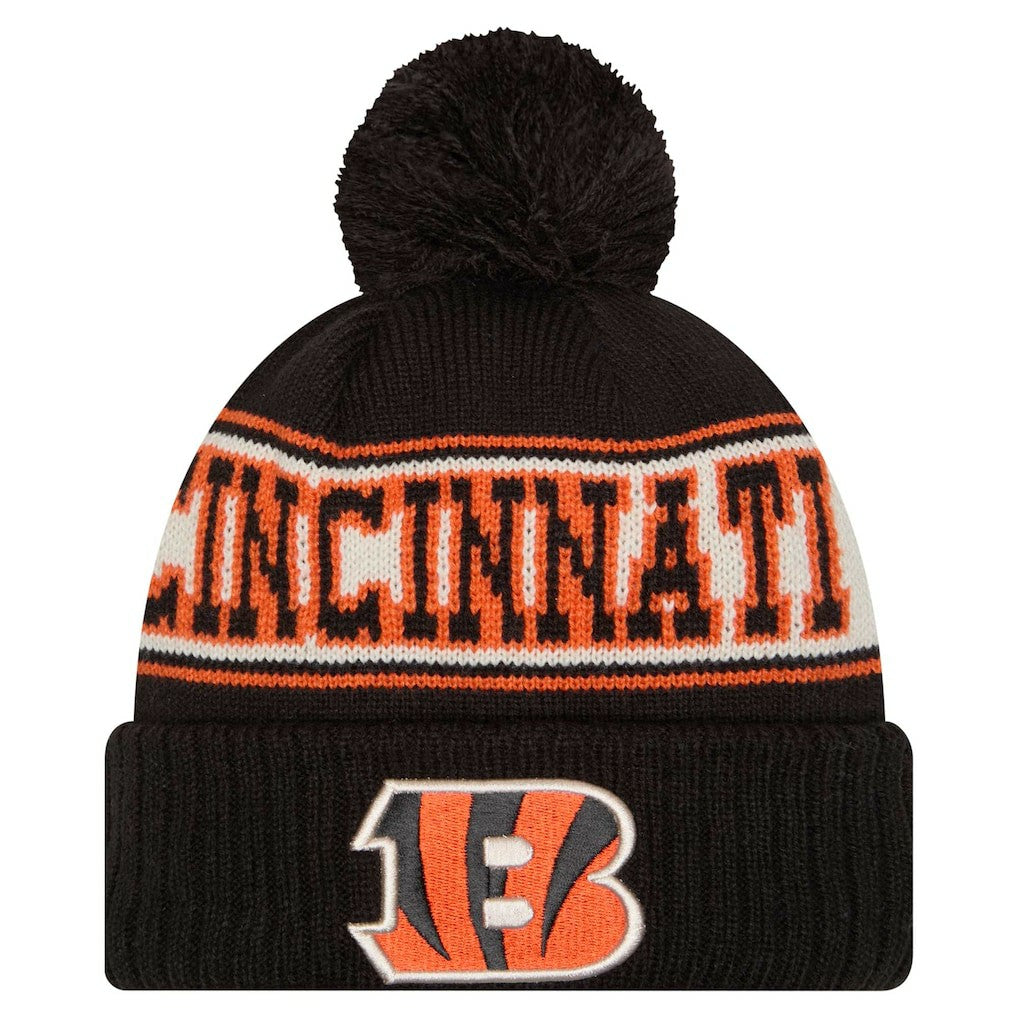 Youth  Retro Cuffed Knit Hat with Pom - Cincinnati Bengals Hats