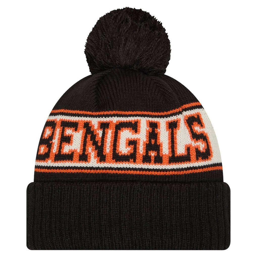 Youth  Retro Cuffed Knit Hat with Pom - Cincinnati Bengals Hats