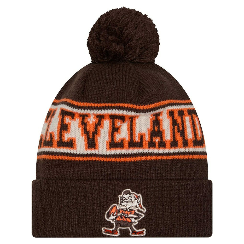 Youth  Retro Cuffed Knit Hat with Pom - Cleveland Browns Hats