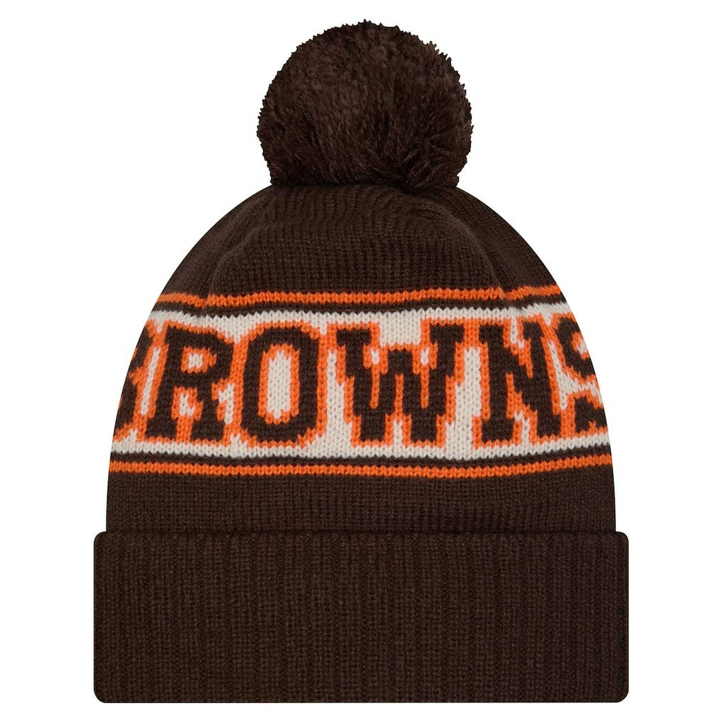 Youth  Retro Cuffed Knit Hat with Pom - Cleveland Browns Hats
