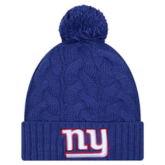 Girls Youth Cabled Cuffed Knit Hat with Pom - New York Giants Hats