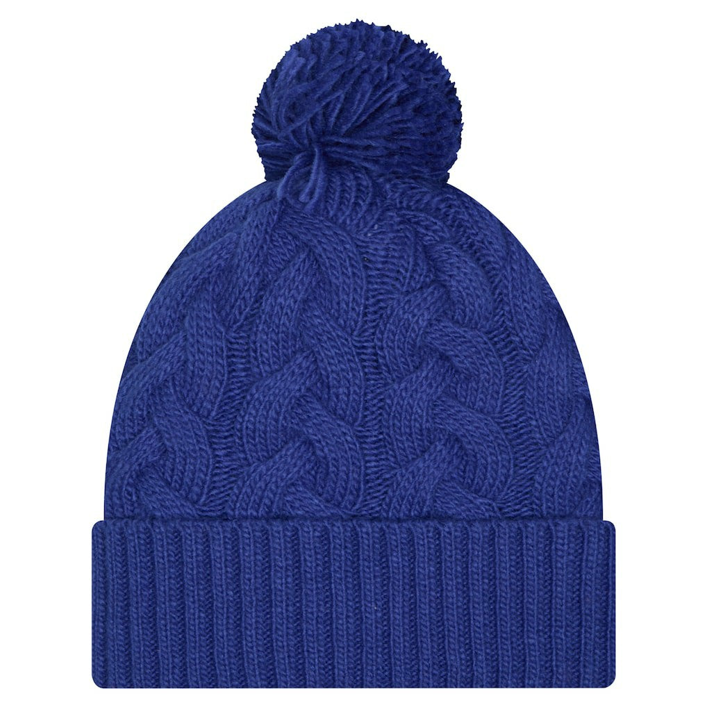 Girls Youth Cabled Cuffed Knit Hat with Pom - New York Giants Hats