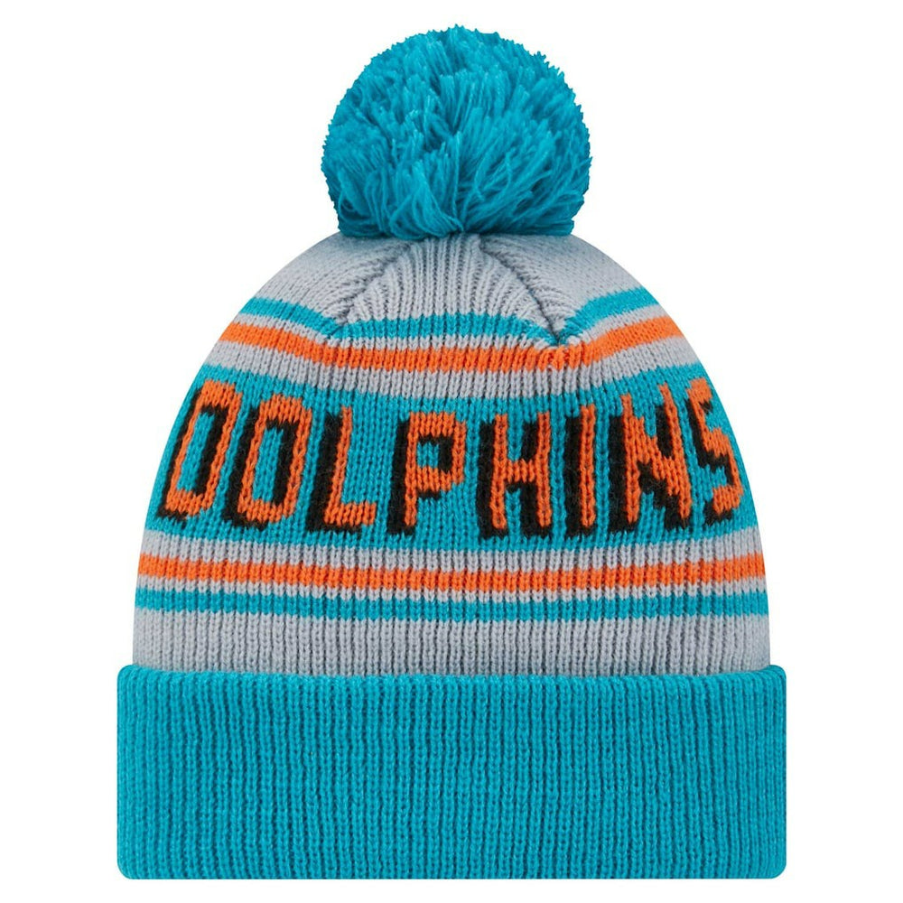 Youth Main Cuffed Knit Hat with Pom - Miami Dolphins Hats