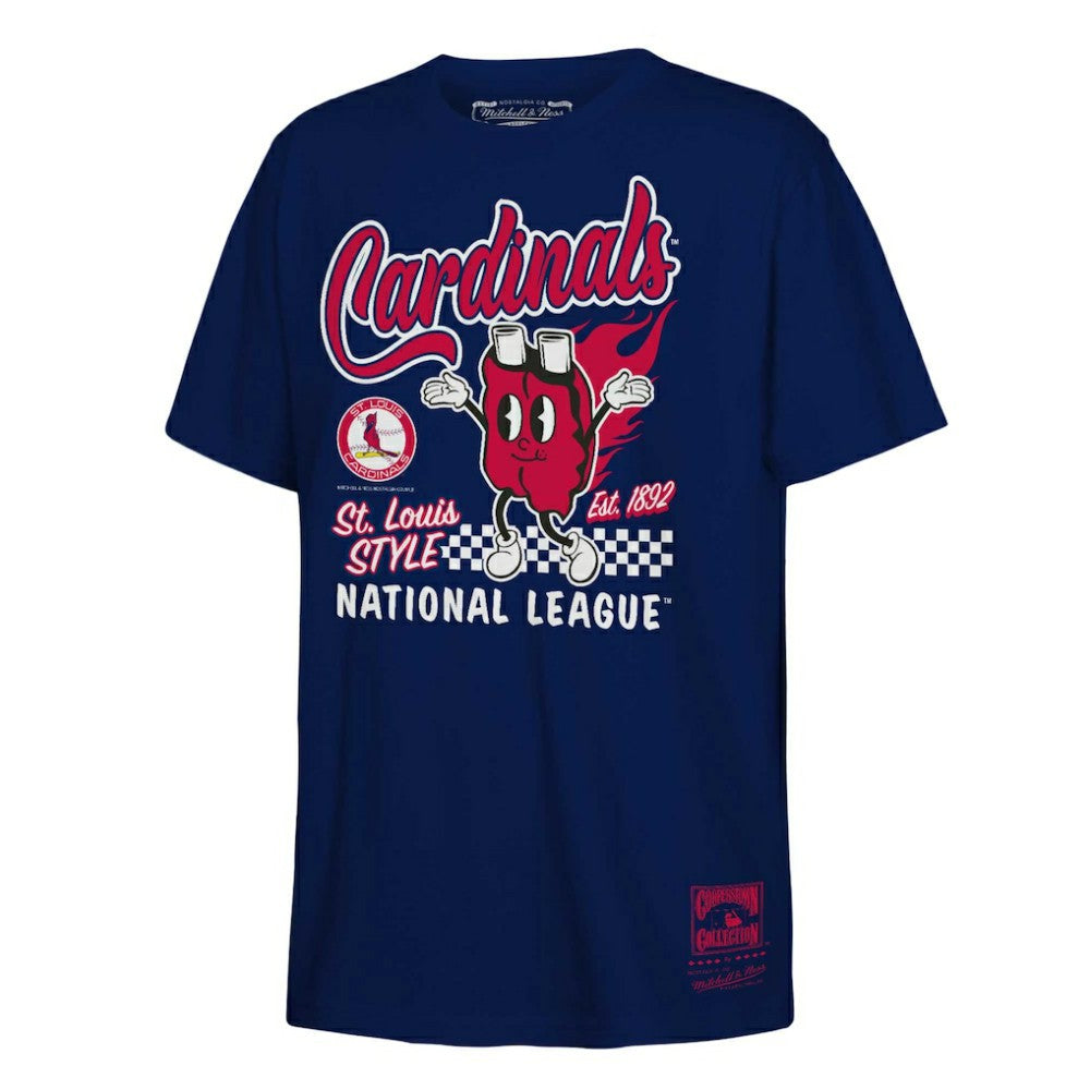 Navy St. Louis Cardinals Mitchell & Ness Youth Cooperstown Collection Food Concessions T-Shirt