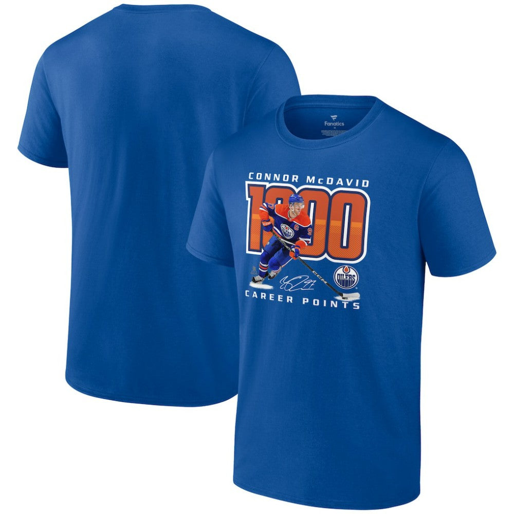 NHL Connor McDavid Edmonton Oilers 1,000 Career Points T-Shirt