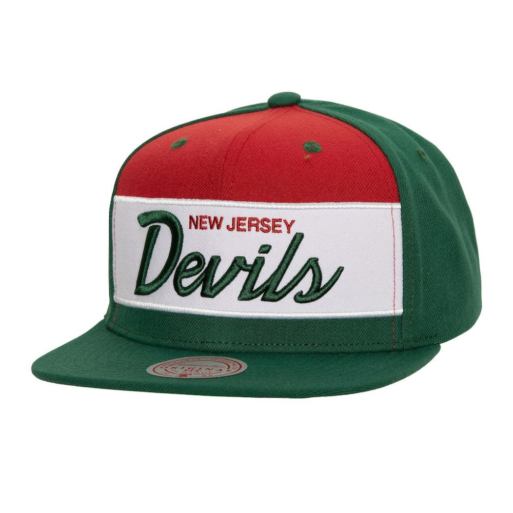 NHL New Jersey Devils Mitchell & Ness Retro Script Colorblock Snapback Hat