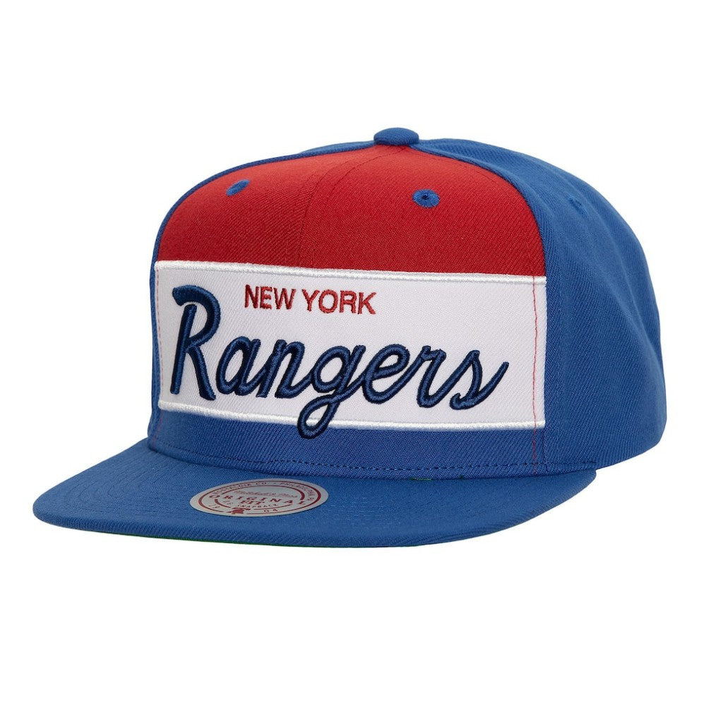 NHL New York Rangers Mitchell & Ness Retro Script Colorblock Snapback Hat