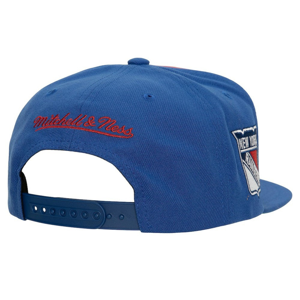 NHL New York Rangers Mitchell & Ness Retro Script Colorblock Snapback Hat