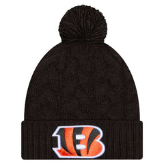 Women's Cable Cuffed Knit Hat with Pom - Cincinnati Bengals Hats