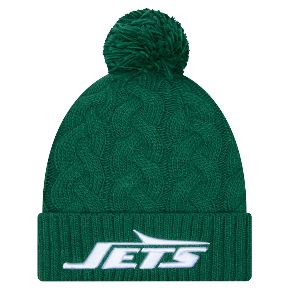 Women's Cable Cuffed Knit Hat with Pom - New York Jets Hats