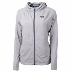 Gray Pittsburgh Pirates Cutter & Buck Women's City Connect Adapt Eco Knit Hybrid Recycled Full-Zip Hooded Jacket