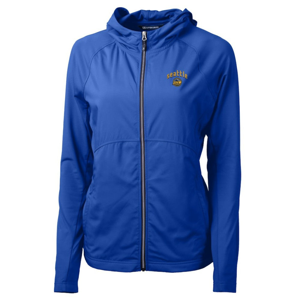 Blue Seattle Mariners Cutter & Buck Women's City Connect Adapt Eco Knit Hybrid Recycled Full-Zip Hooded Jacket
