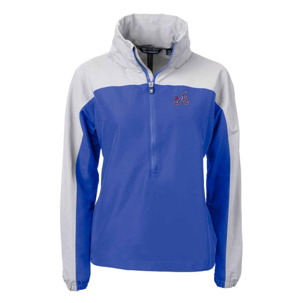 Blue/Gray Atlanta Braves Cutter & Buck Women's City Connect Charter Eco Recycled Half-Zip Anorak Jacket