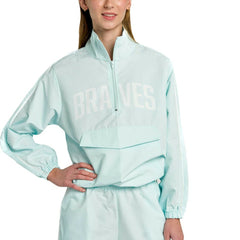 Light Blue Atlanta Braves Lusso Women's Parker Half-Zip Jacket