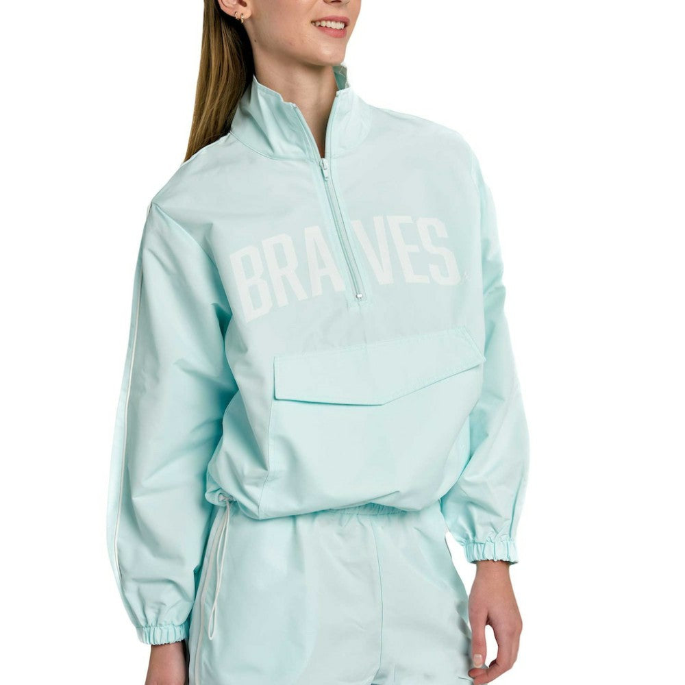 Light Blue Atlanta Braves Lusso Women's Parker Half-Zip Jacket
