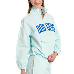 Light Blue Los Angeles Dodgers Lusso Women's Parker Half-Zip Jacket