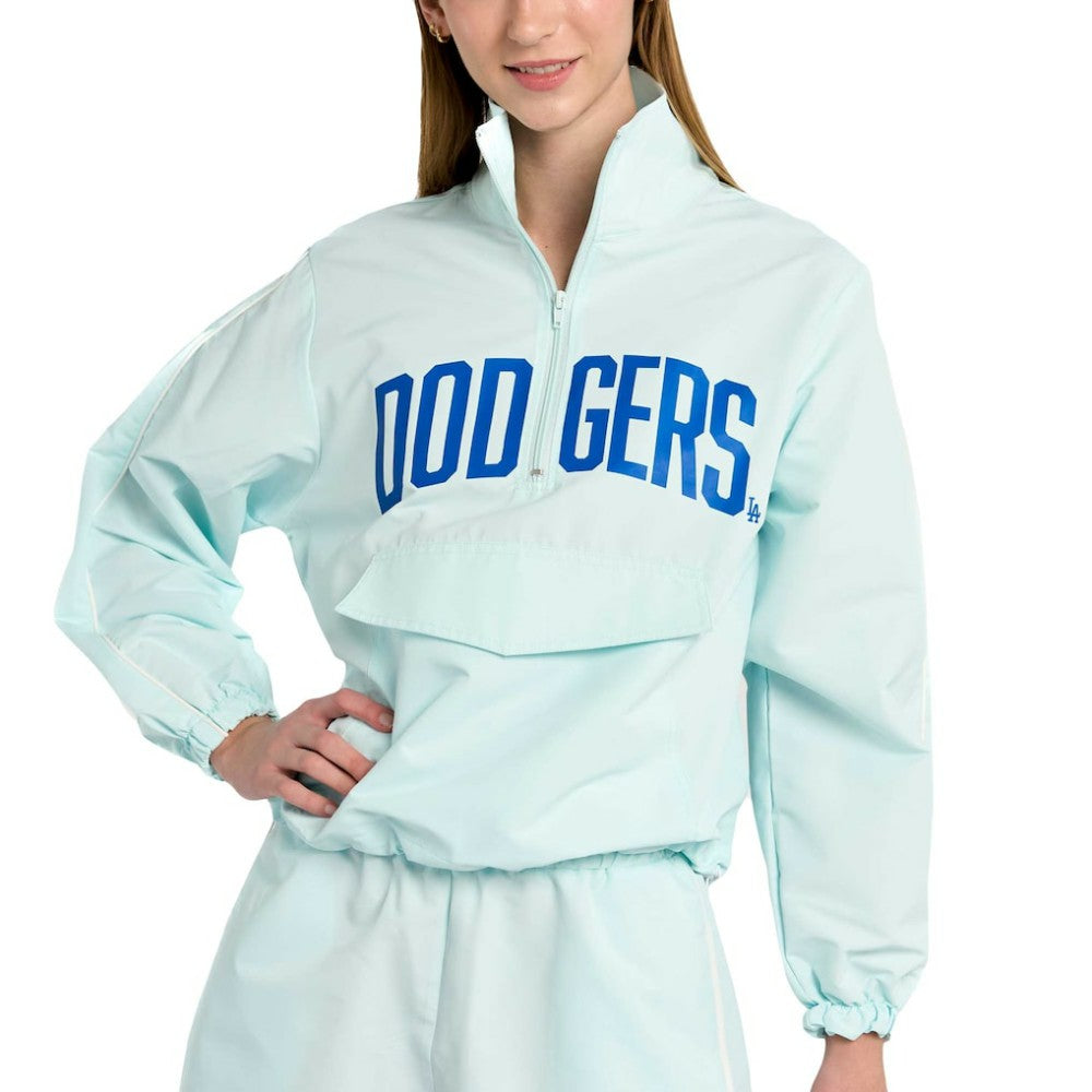 Light Blue Los Angeles Dodgers Lusso Women's Parker Half-Zip Jacket