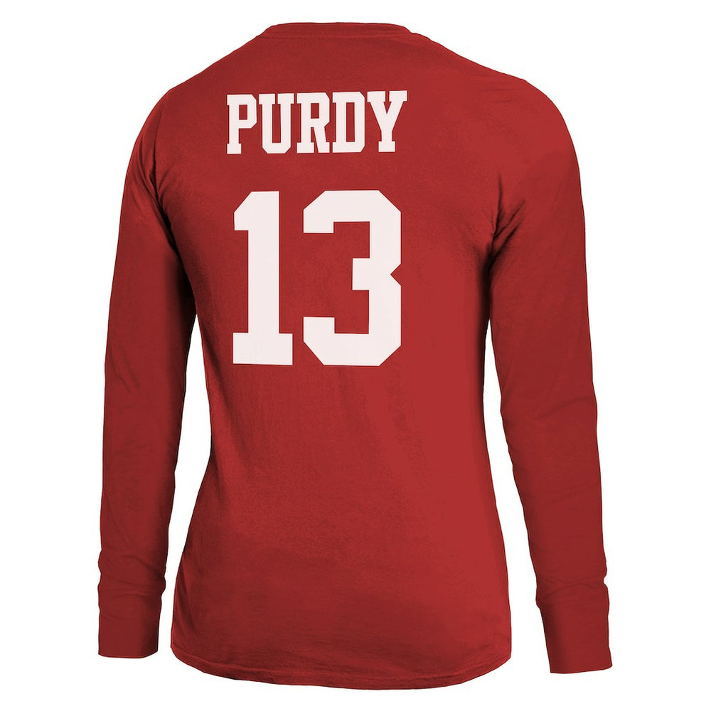 Brock Purdy  Majestic Threads Women's Player Name & Number Long Sleeve T-Shirt - San Francisco 49ers T-shirts