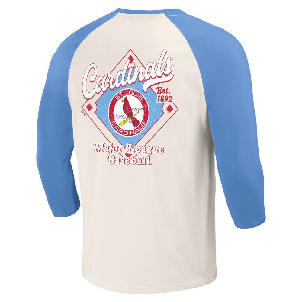 Light Blue/White St. Louis Cardinals Darius Rucker Collection by Fanatics Cooperstown Collection Raglan 3/4-Sleeve T-Shirt