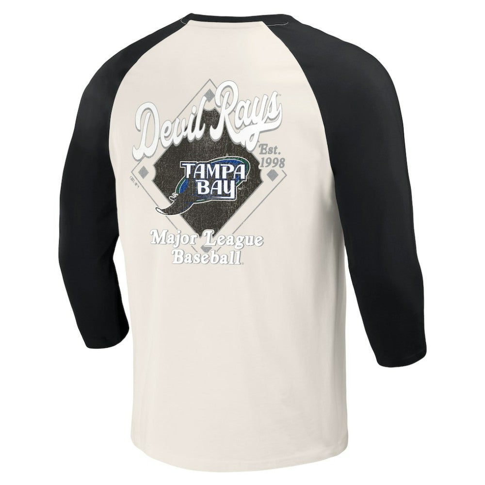 Black/White Tampa Bay Rays Darius Rucker Collection by Fanatics Cooperstown Collection Raglan 3/4-Sleeve T-Shirt