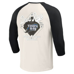 Black/White Tampa Bay Rays Darius Rucker Collection by Fanatics Cooperstown Collection Raglan 3/4-Sleeve T-Shirt