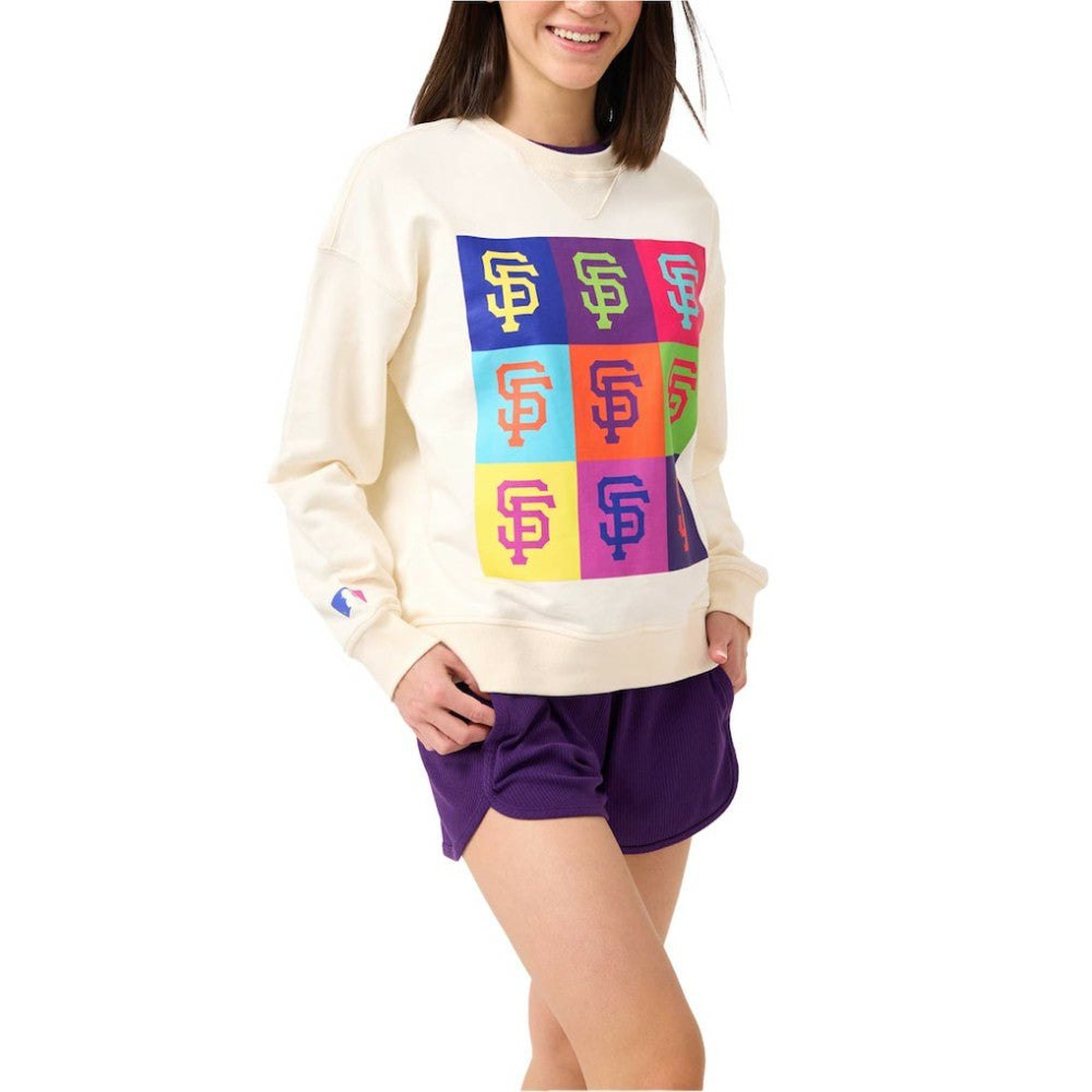 Cream San Francisco Giants Terez Women's Classic Oversized Pullover Sweatshirt