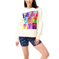 Cream Philadelphia Phillies Terez Women's Classic Oversized Pullover Sweatshirt