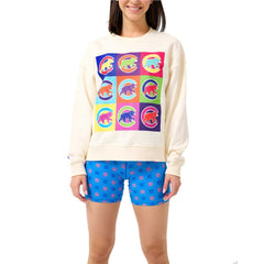 Cream Chicago Cubs Terez Women's Classic Oversized Pullover Sweatshirt