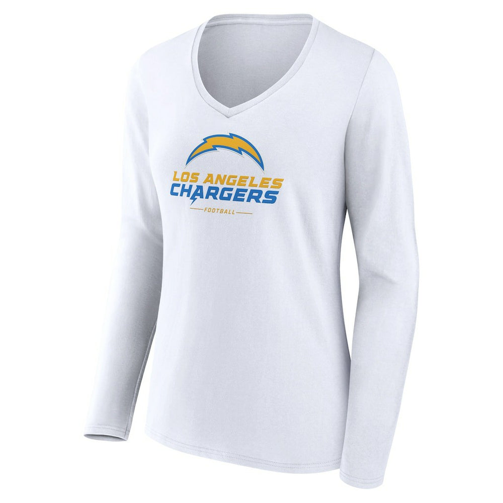 Women's Team Lockup Long Sleeve V-Neck T-Shirt - Los Angeles Chargers T-shirts