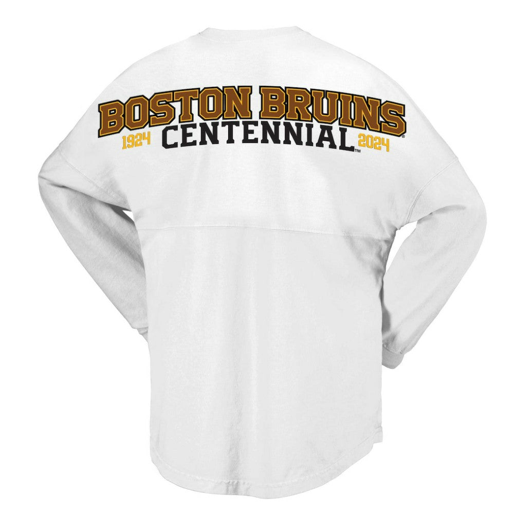 NHL Boston Bruins Fanatics Women's 100th Anniversary Spirit Jersey T-Shirt