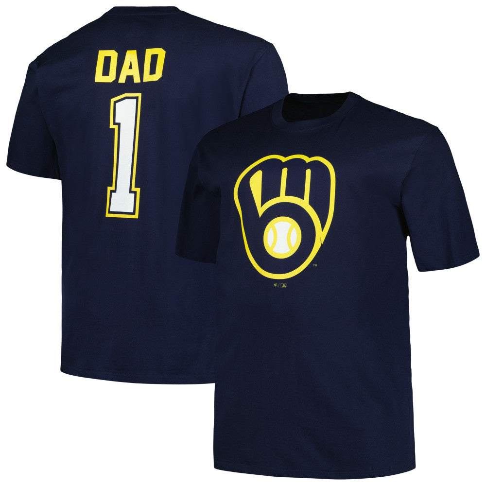 Navy Milwaukee Brewers Profile Big & Tall #1 Dad T-Shirt