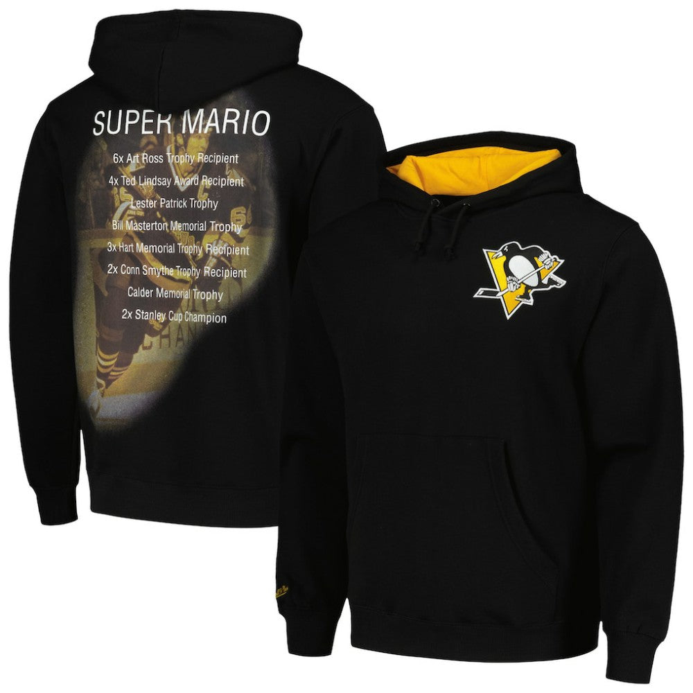 NHL Mario Lemieux Pittsburgh Penguins Mitchell & Ness Premium Name & Number Fleece Pullover Sweatshirt