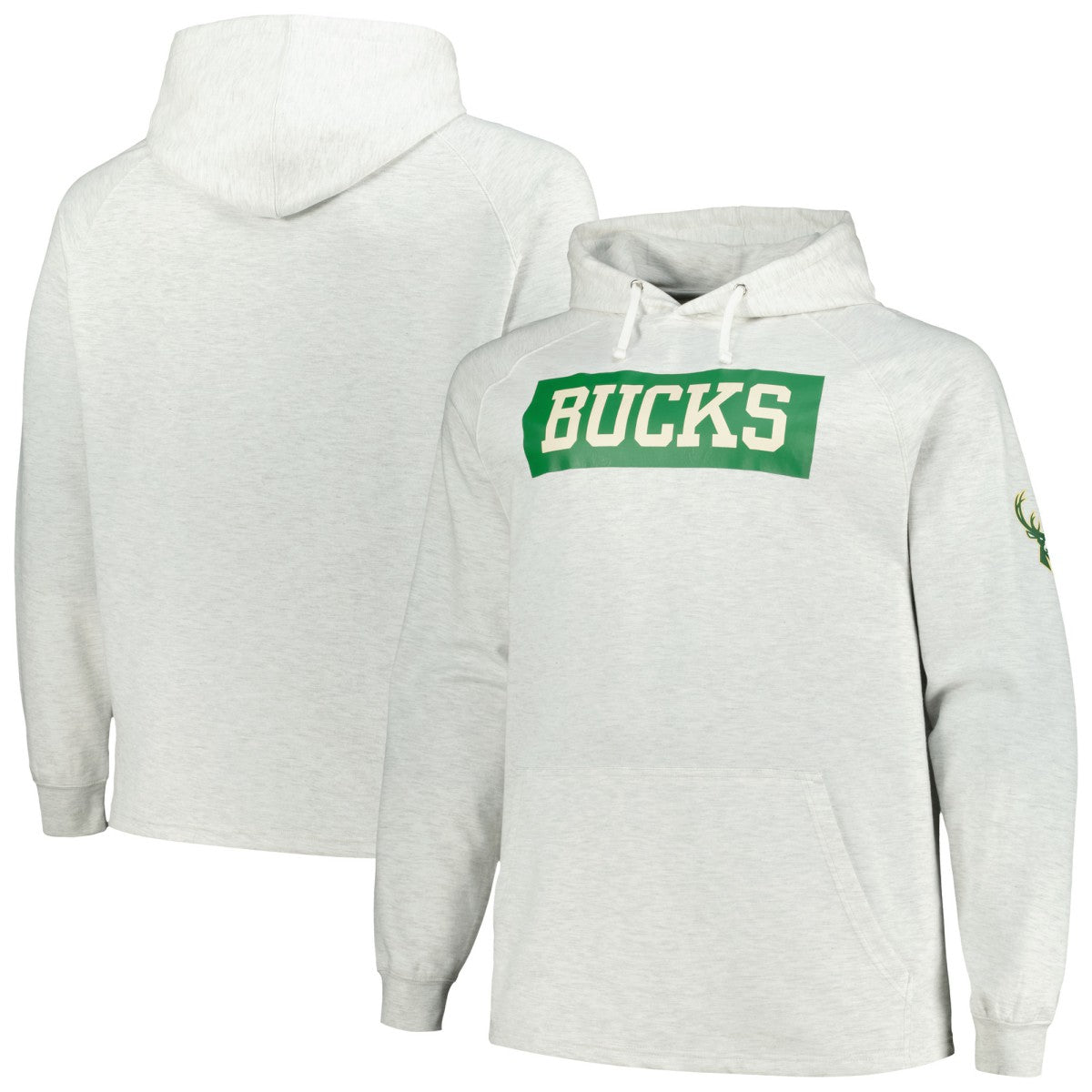 Fanatics Milwaukee Bucks Big & Tall Raglan Tri-Blend Pullover Hoodie