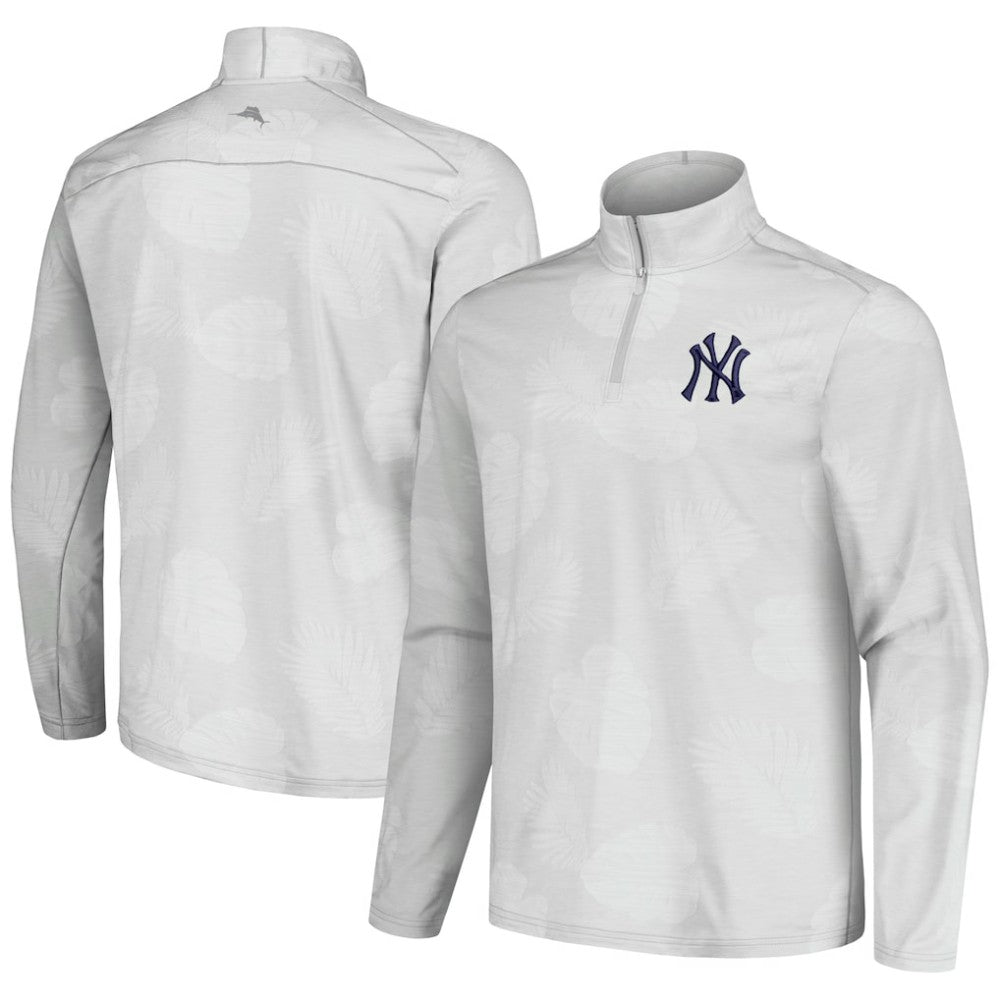 Gray New York Yankees Tommy Bahama Delray Frond IslandZone Half-Zip Jacket