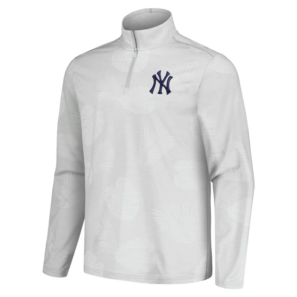 Gray New York Yankees Tommy Bahama Delray Frond IslandZone Half-Zip Jacket