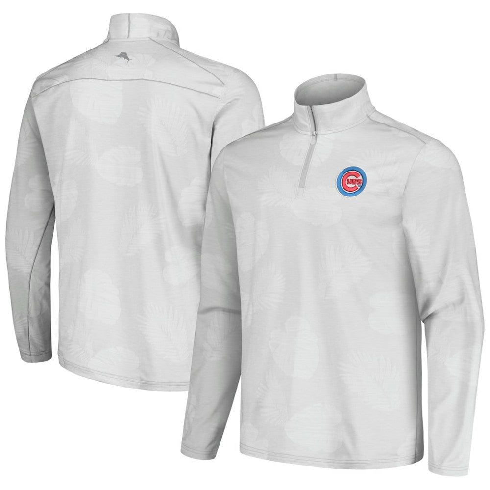 Gray Chicago Cubs Tommy Bahama Delray Frond IslandZone Half-Zip Jacket
