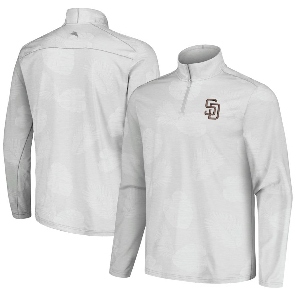 Gray San Diego Padres Tommy Bahama Delray Frond IslandZone Half-Zip Jacket