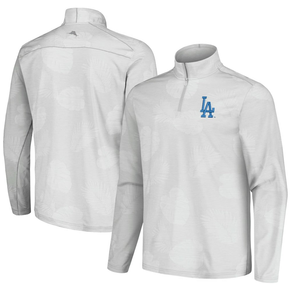 Gray Los Angeles Dodgers Tommy Bahama Delray Frond IslandZone Half-Zip Jacket