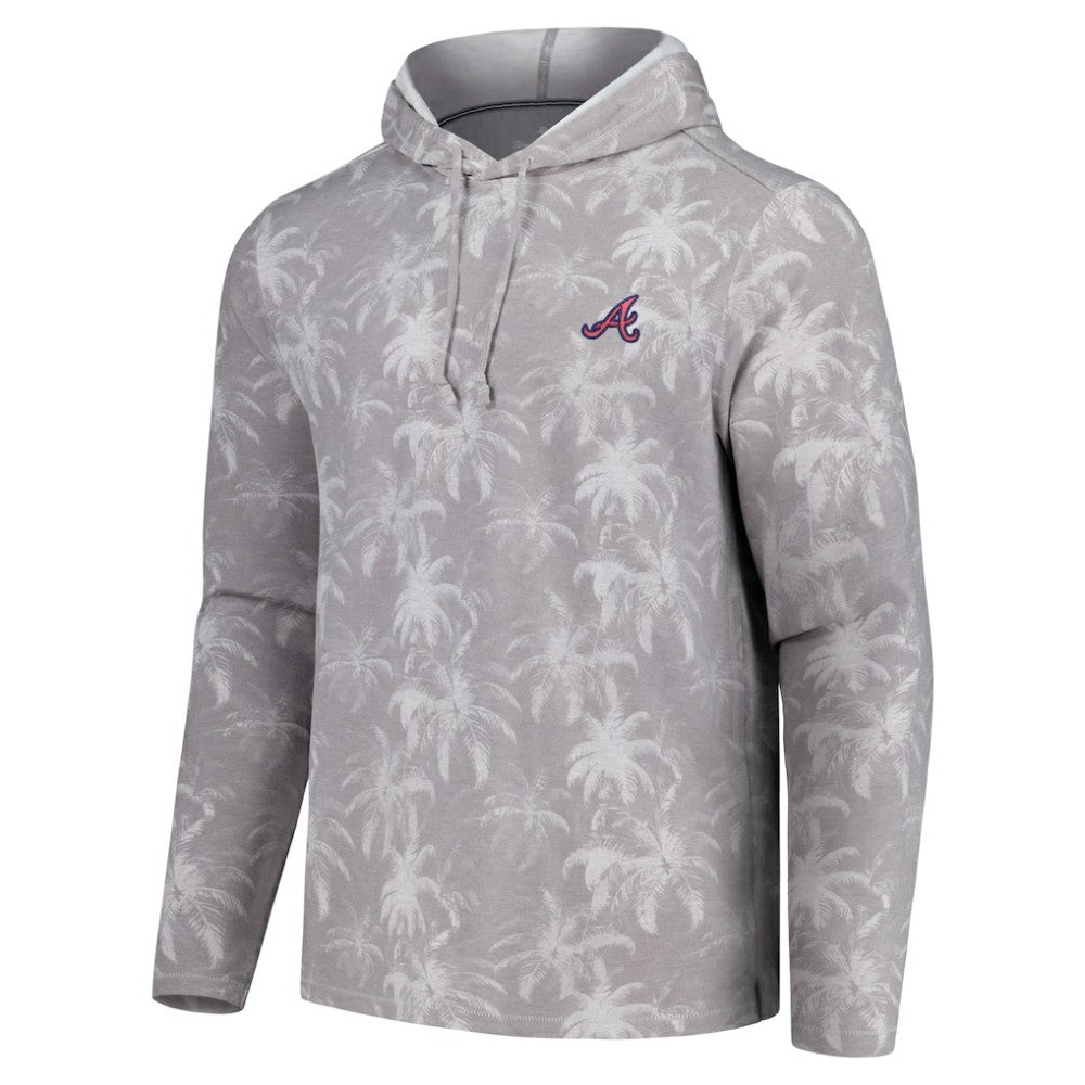 Gray Atlanta Braves Tommy Bahama Palm Frenzy Hoodie Long Sleeve T-Shirt