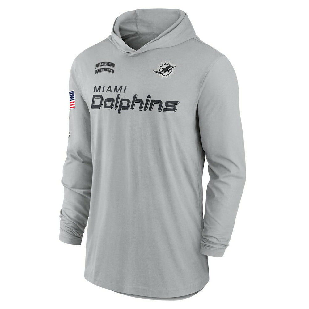 2024 Salute to Service Lightweight Dri-FIT Long Sleeve Hoodie T-Shirt - Miami Dolphins Hoodies