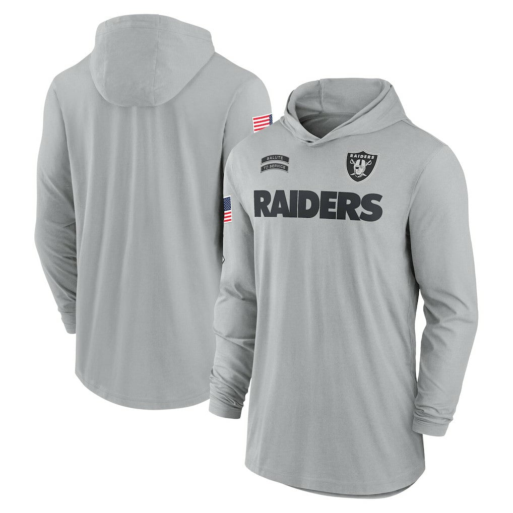 2024 Salute to Service Lightweight Dri-FIT Long Sleeve Hoodie T-Shirt - Las Vegas Raiders Hoodies